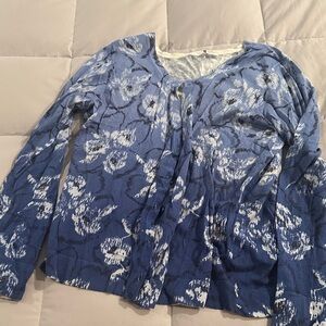 Garnet Hill Blue Patterned Sweater